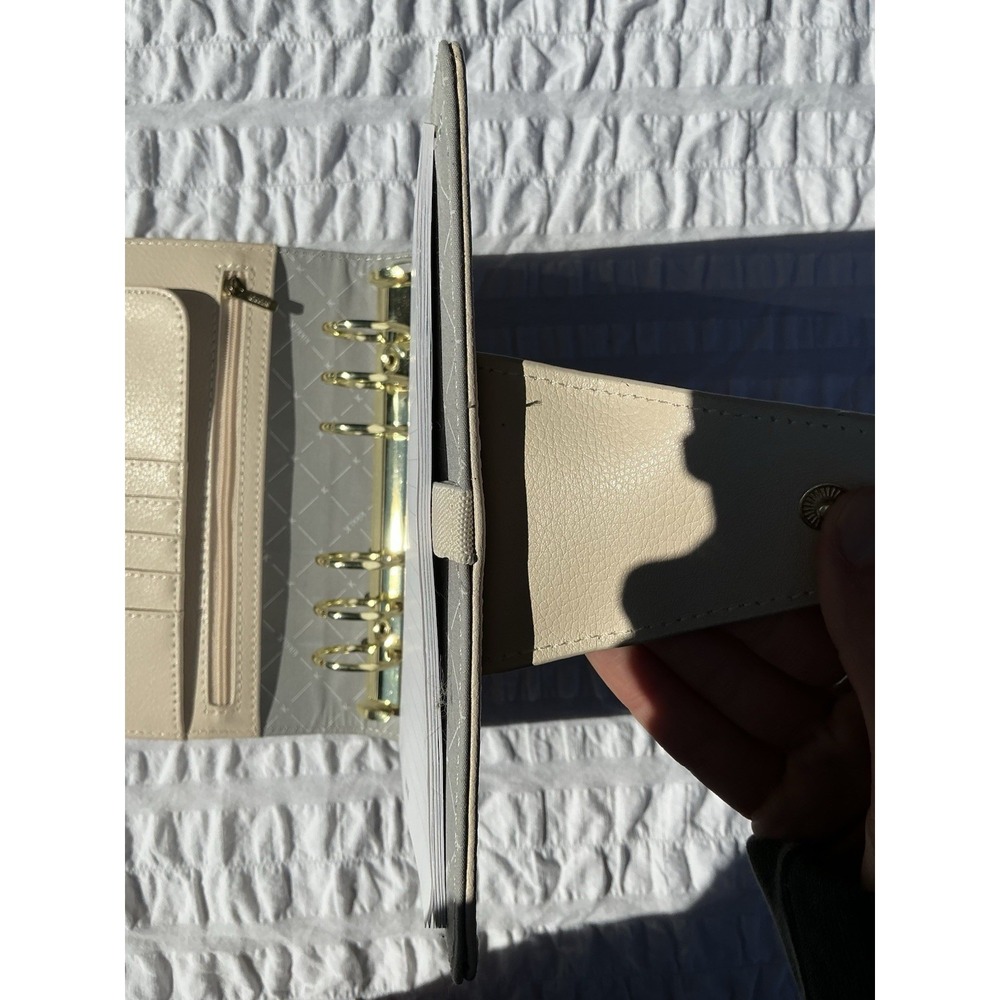 Cream Faux Leather Planner Notebook with Snap Closure - Picture 6 of 8